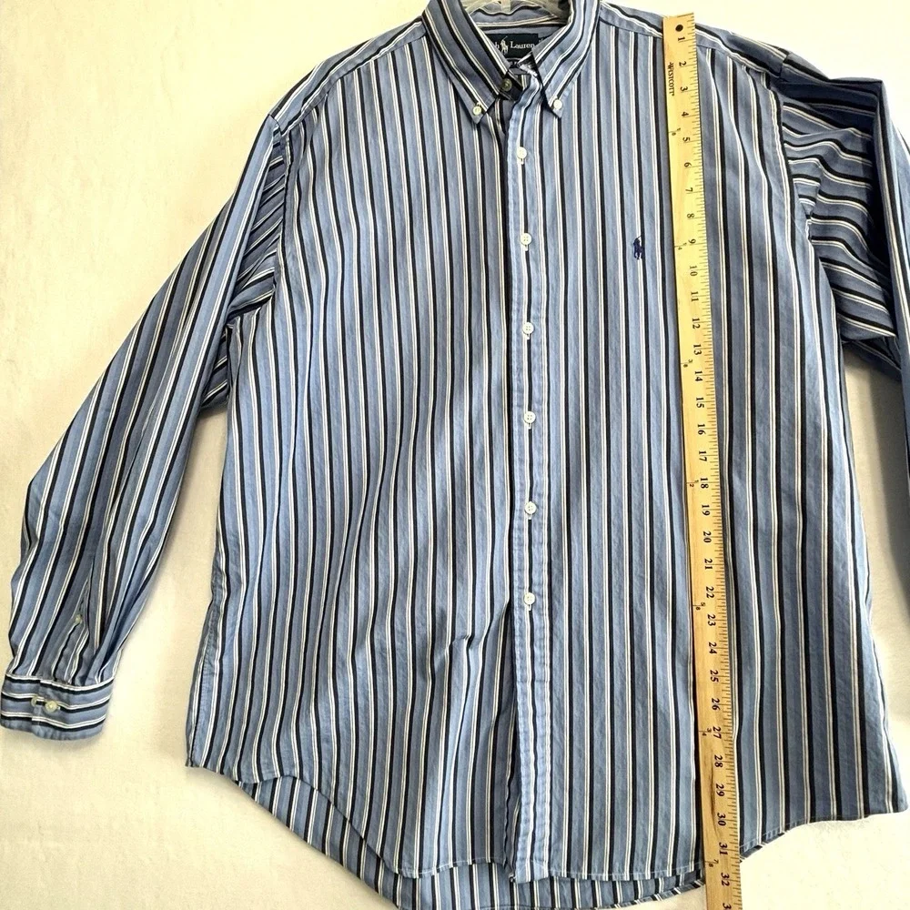 Polo Ralph Lauren Men's Classic-Fit Stripe LS Shirt Blue Navy White 17 1/2 XL